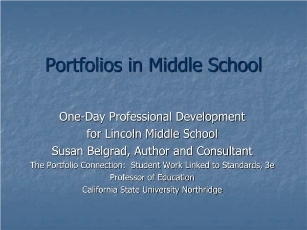 Portfolios in Middle School