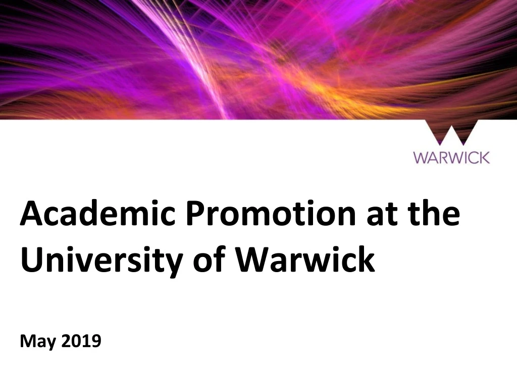 academic promotion at the university of warwick may 2019