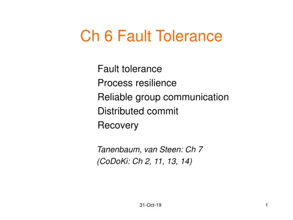 Ch 6 Fault Tolerance
