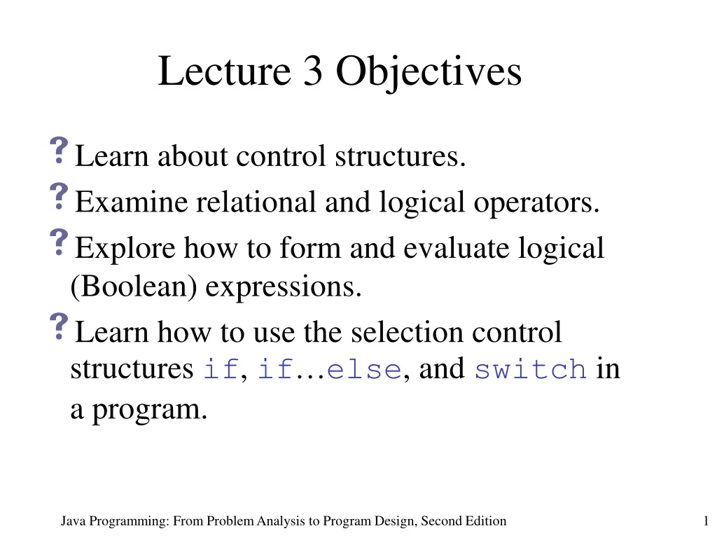 lecture 3 objectives