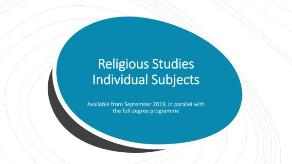 Religious Studies Individual Subjects
