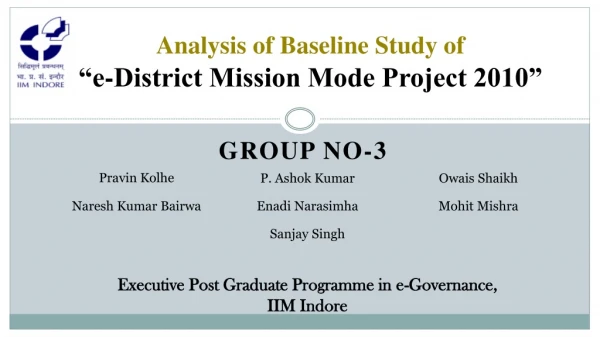 Analysis of Baseline Study of “e-District Mission Mode Project 2010”