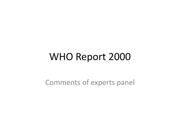 WHO Report 2000