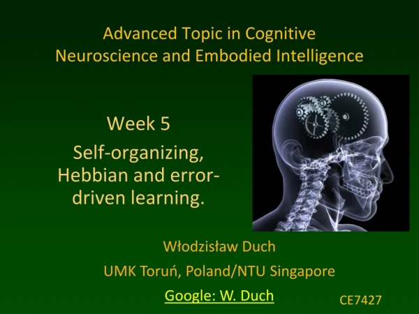 Advanced Topic in Cognitive Neuroscience and Embodied Intelligence