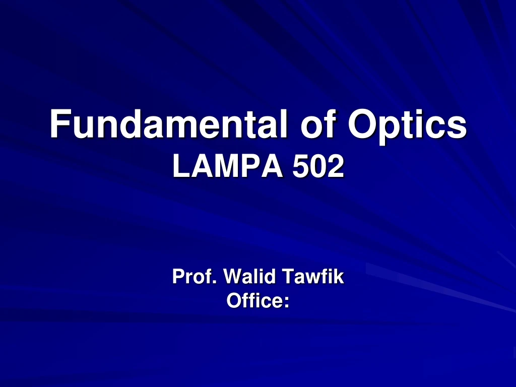 fundamental of optics lampa 502