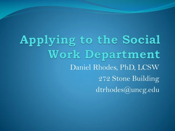 Applying to the Social Work Department