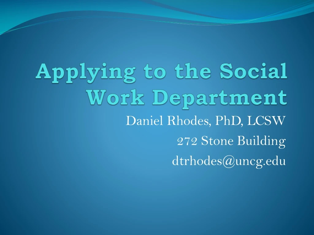 applying to the social work department