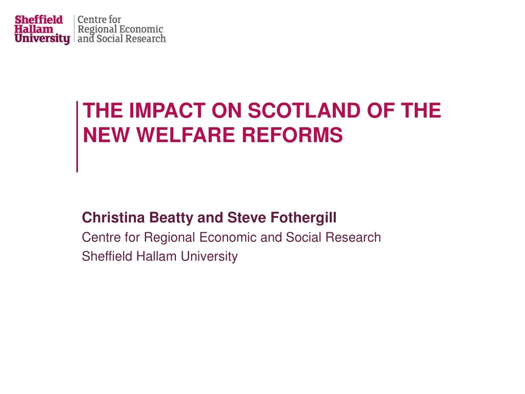 the impact on scotland of the new welfare reforms