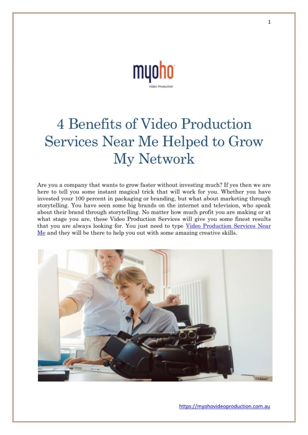 4 Benefits of Video Production Services Near Me Helped to Grow My Network