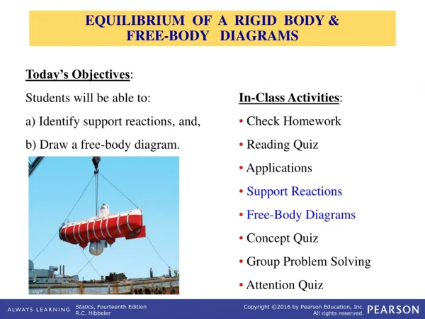 EQUILIBRIUM OF A RIGID BODY &amp; FREE-BODY DIAGRAMS