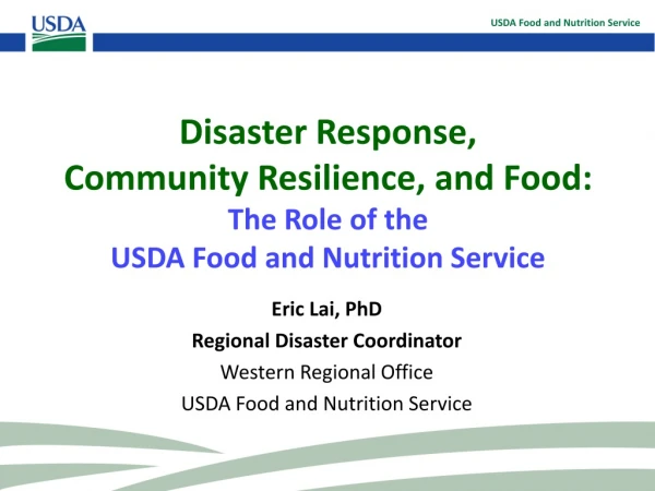 Disaster Response, Community Resilience, and Food: