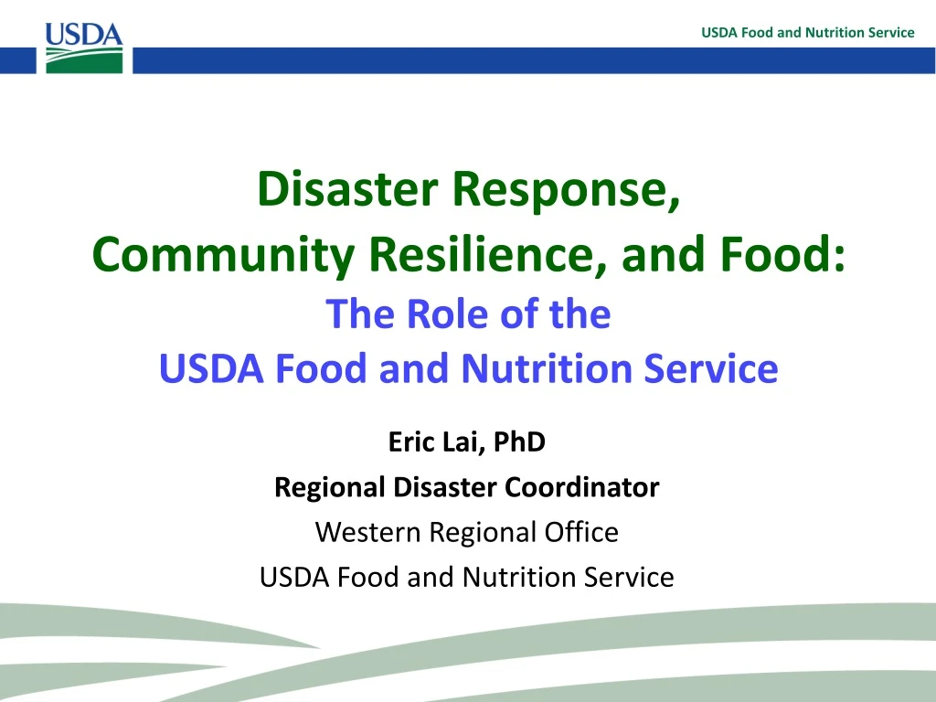 disaster response community resilience and food