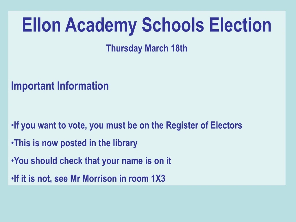 ellon academy schools election thursday march