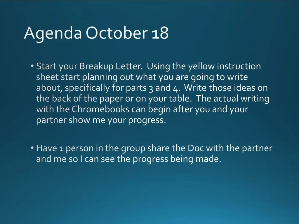 agenda october 18