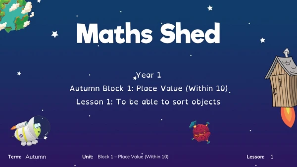 Year 1 Autumn Block 1: Place Value (Within 10) Lesson 1: To be able to sort objects