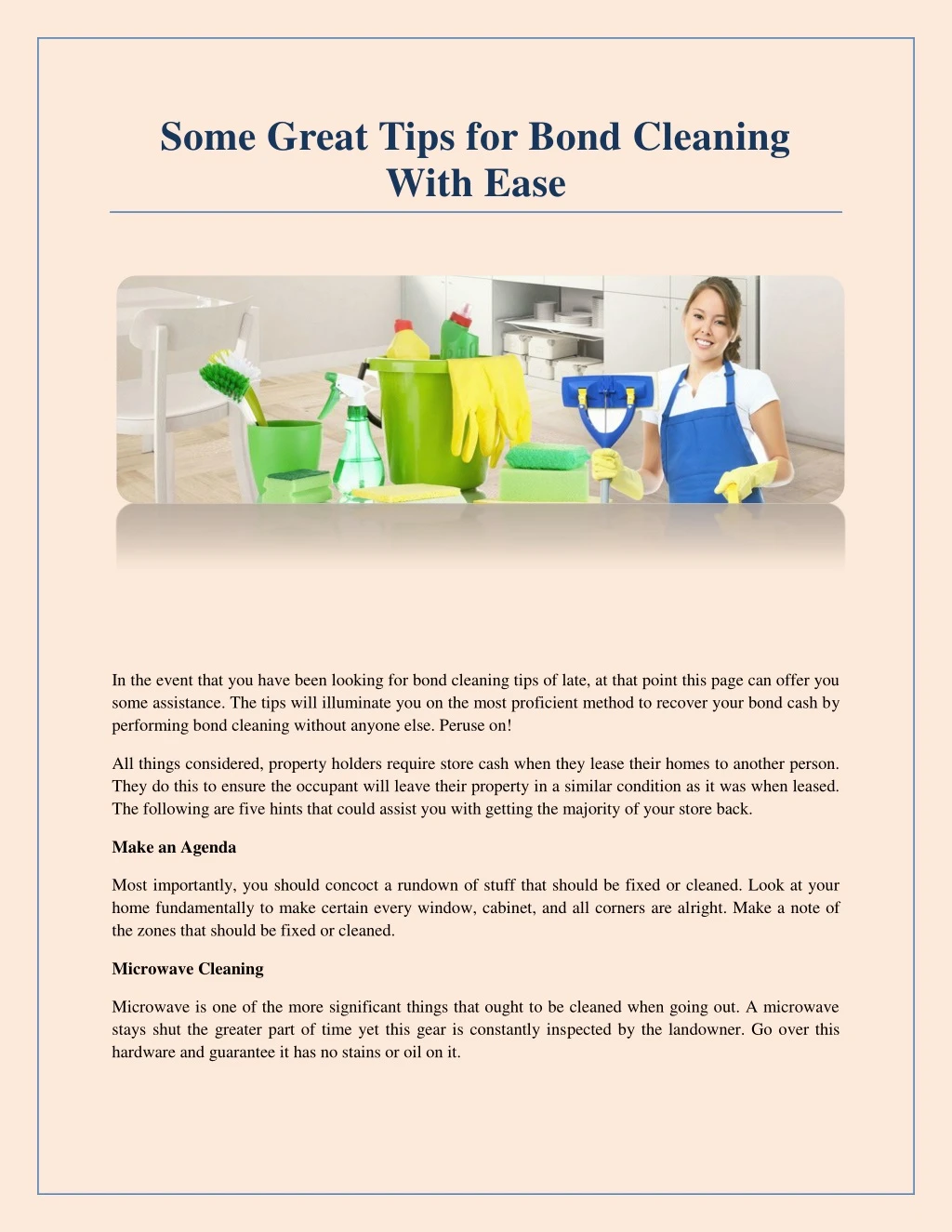 some great tips for bond cleaning with ease