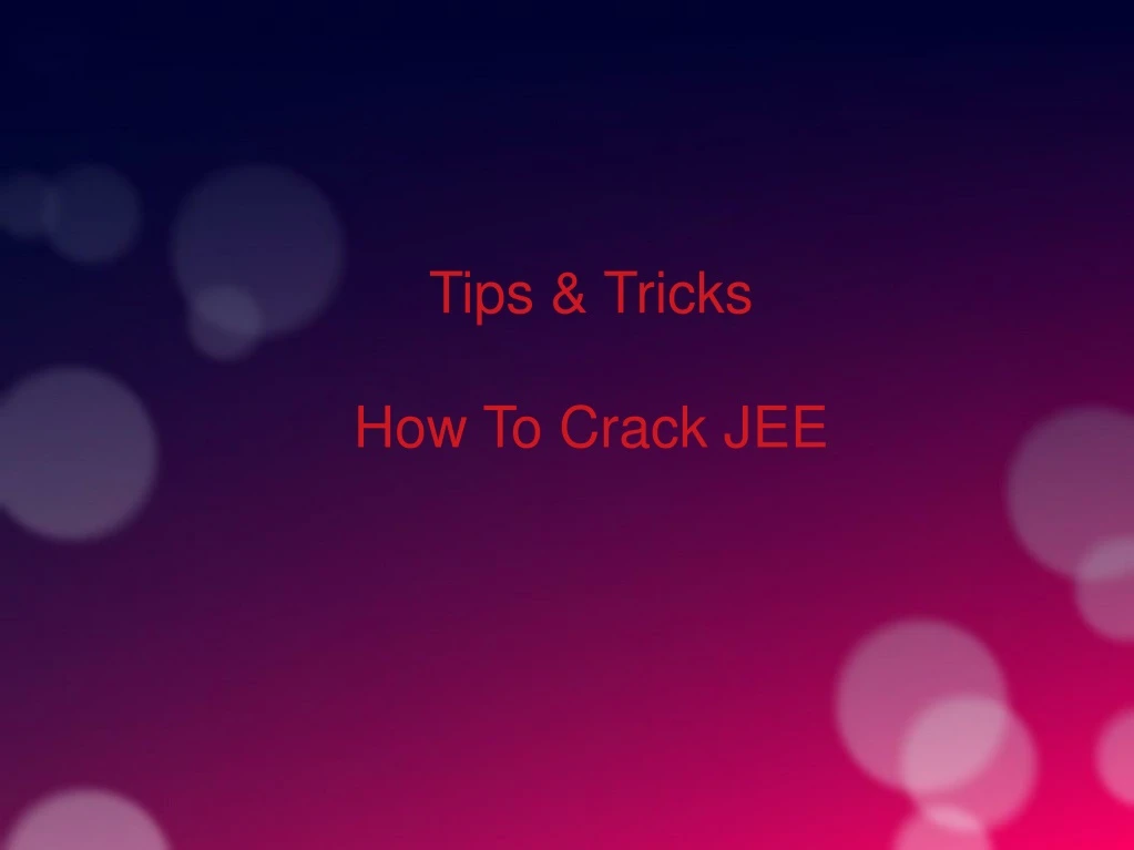 tips tricks how to crack jee