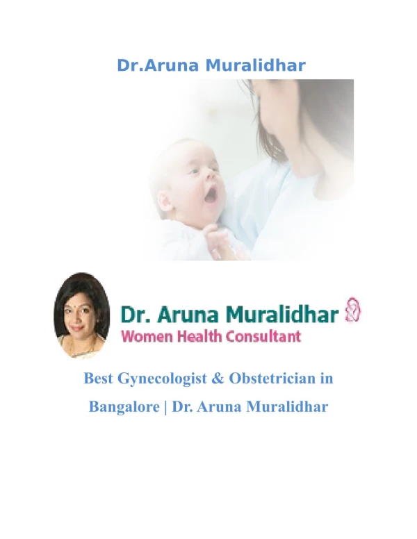 Best Gynecologist & Obstetrician in Bangalore | Dr. Aruna Muralidhar