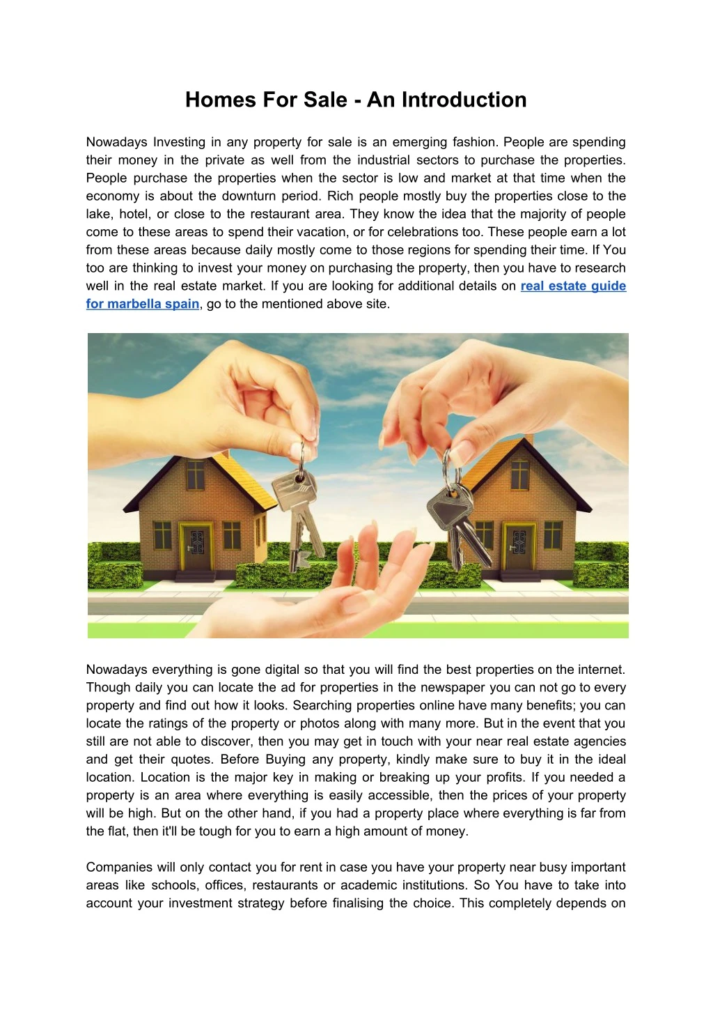 homes for sale an introduction