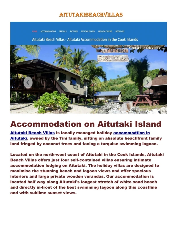 Beach Villa Accommodation Cook Island