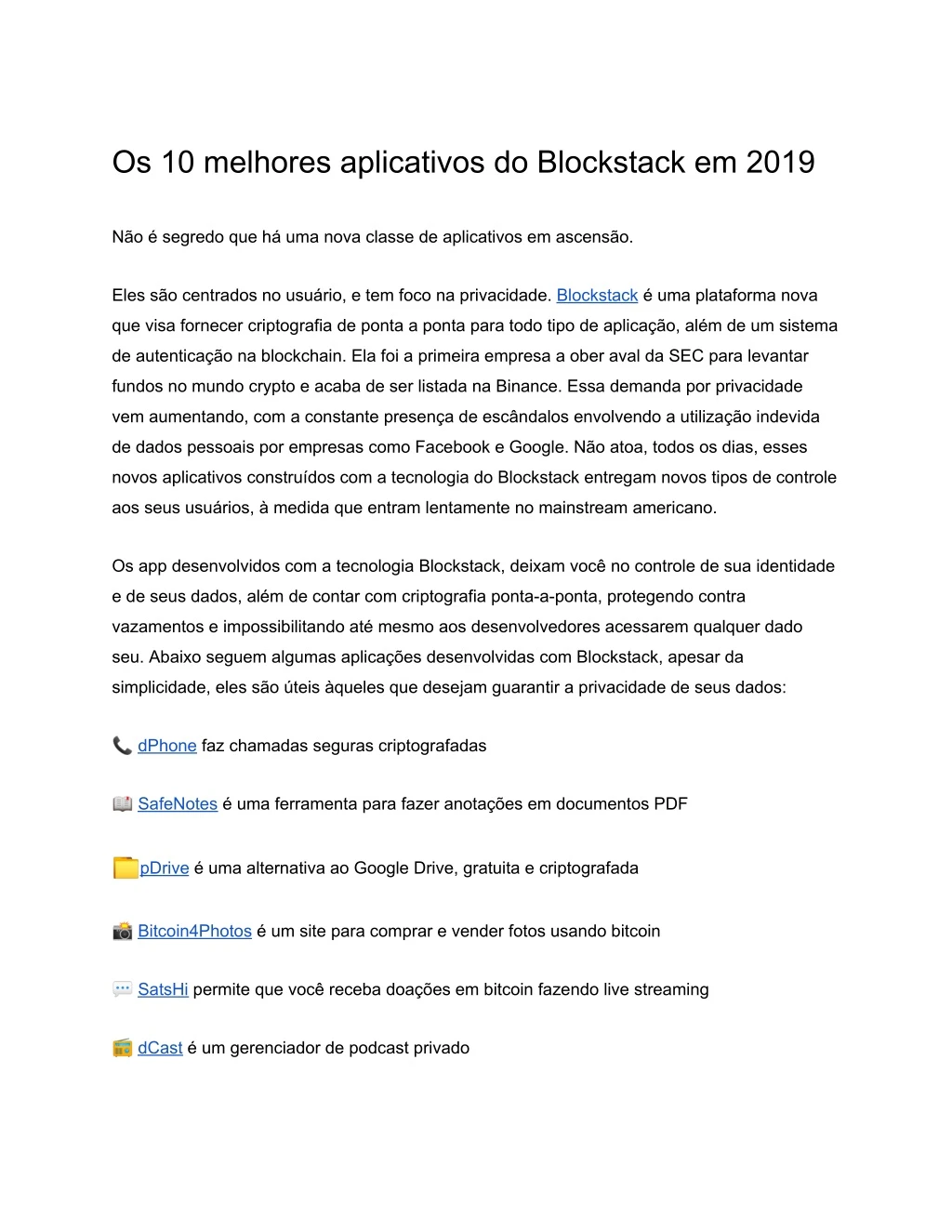 os 10 melhores aplicativos do blockstack em 2019