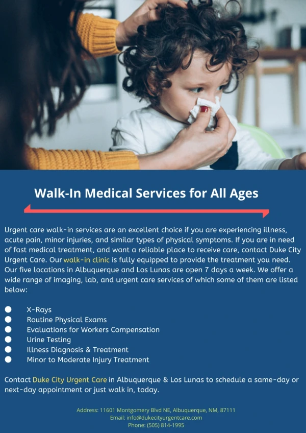 Walk-In Medical Services for All Ages
