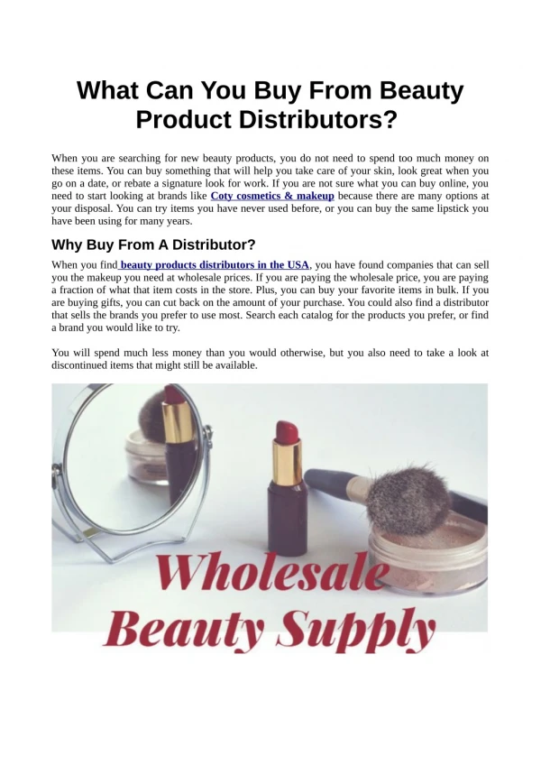 What Can You Buy From Beauty Product Distributors?