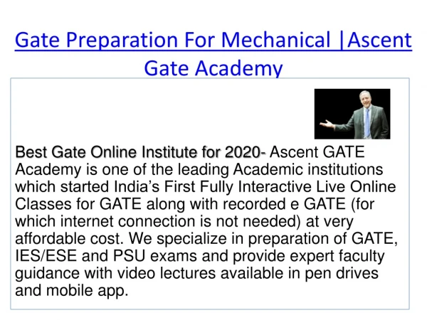 Best Gate Online Institute for 2020 | Ascent GATE Academy
