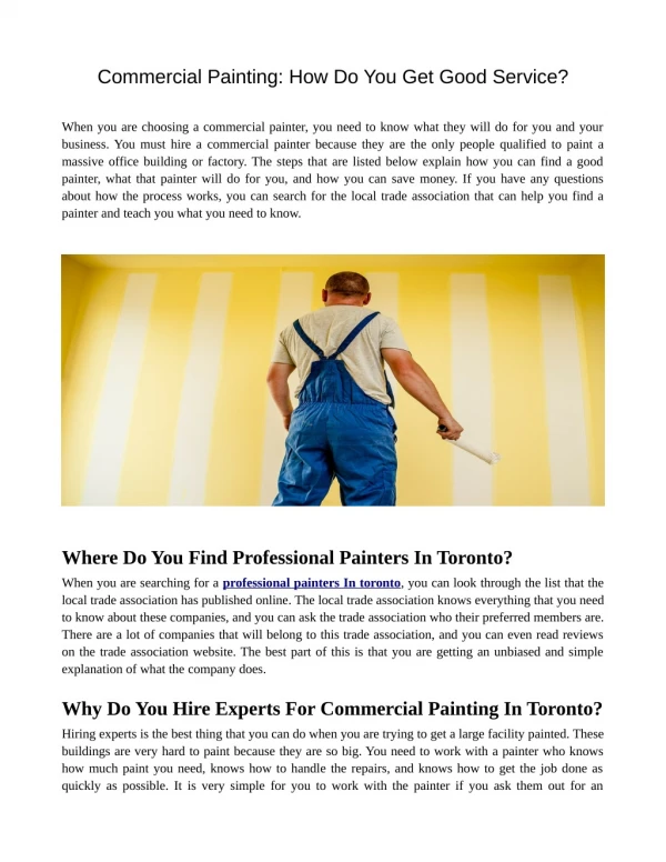Commercial Painting: How Do You Get Good Service?