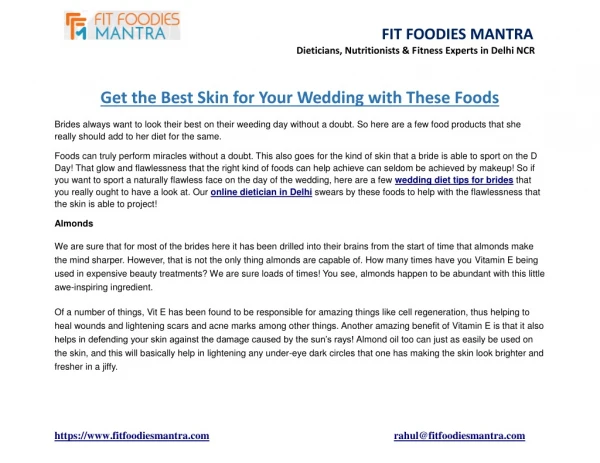 Get the Best Skin for Your Wedding with These Foods