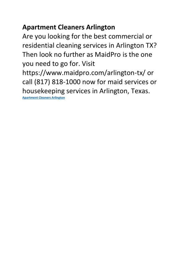 Apartment Cleaners Arlington