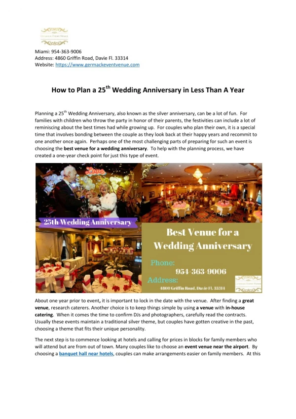 How to Plan a 25th Wedding Anniversary in Less Than A Year