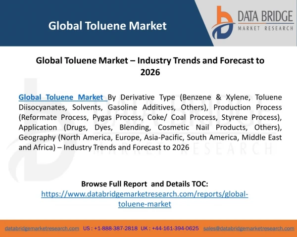Global Toluene Market – Industry Trends and Forecast to 2026