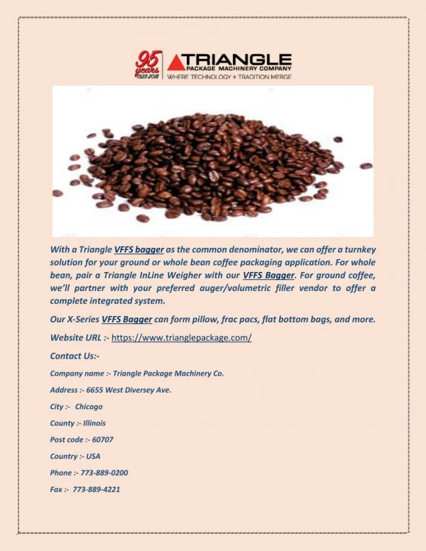 Coffee Packaging Solutions - Triangle Package Machinery Co.