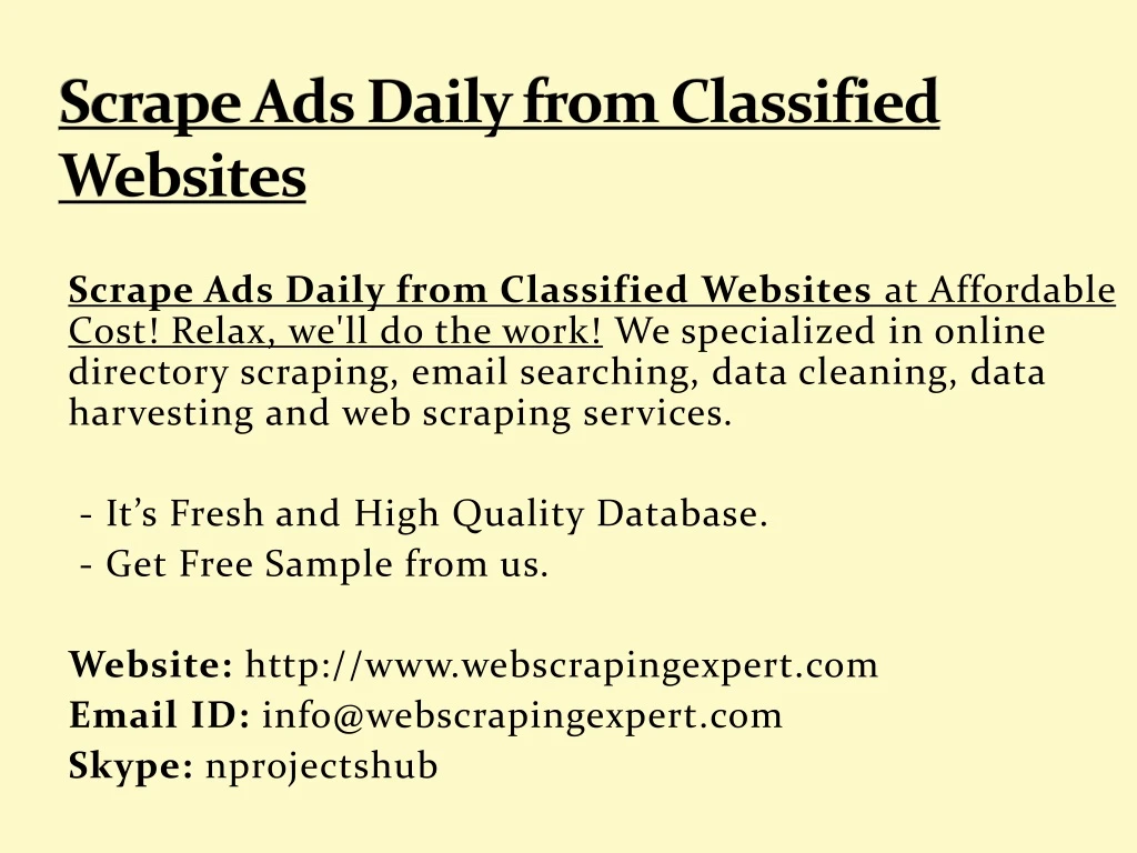 scrape ads daily from classified websites