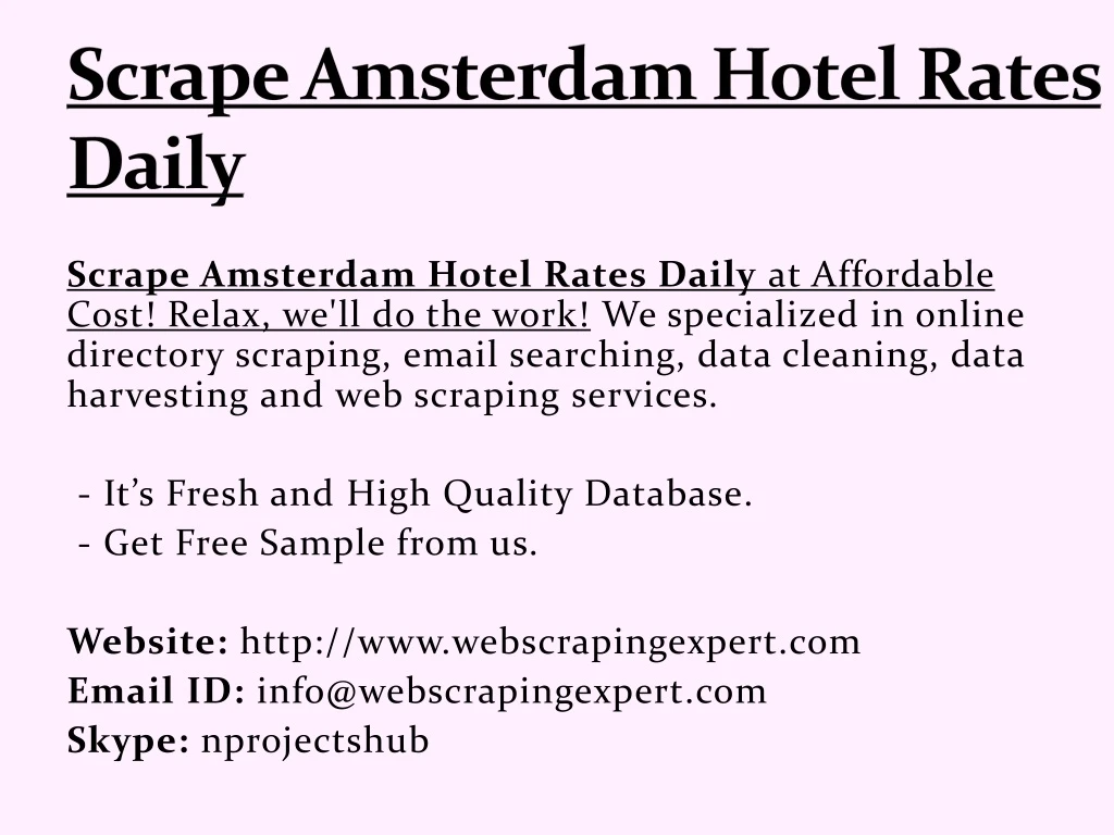scrape amsterdam hotel rates daily