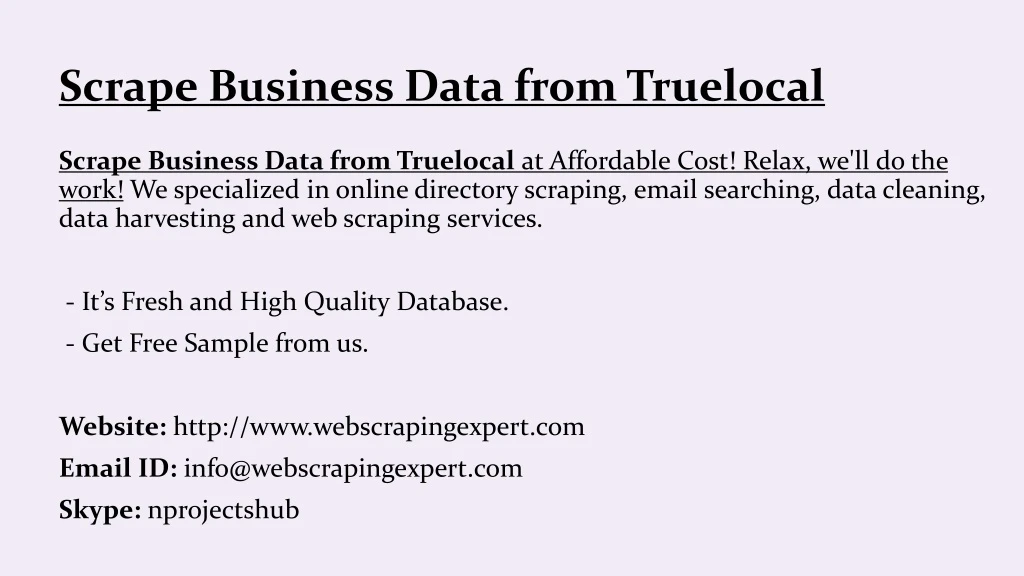 scrape business data from truelocal