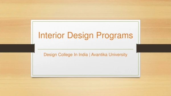 Interior Design Programs - Avantika University