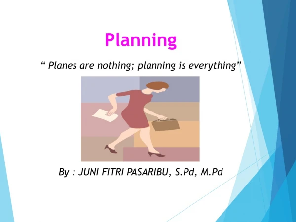 Planning “ Planes are nothing; planning is everything” By : JUNI FITRI PASARIBU, S.Pd , M.Pd