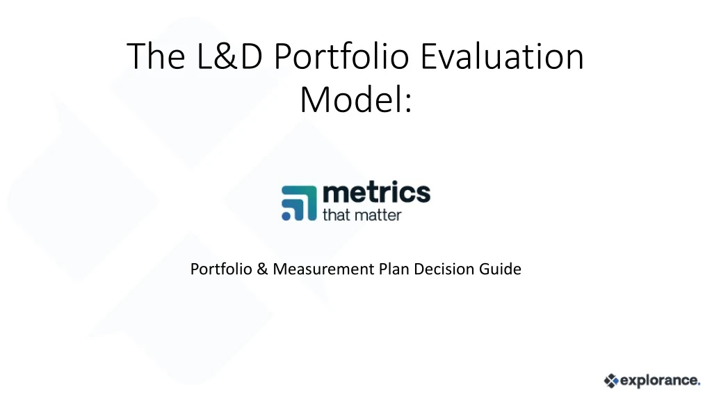 the l d portfolio evaluation model