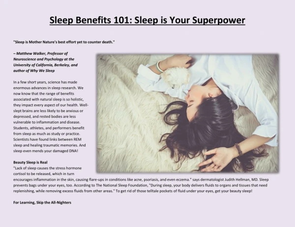 Sleep Benefits 101: Sleep is Your Superpower