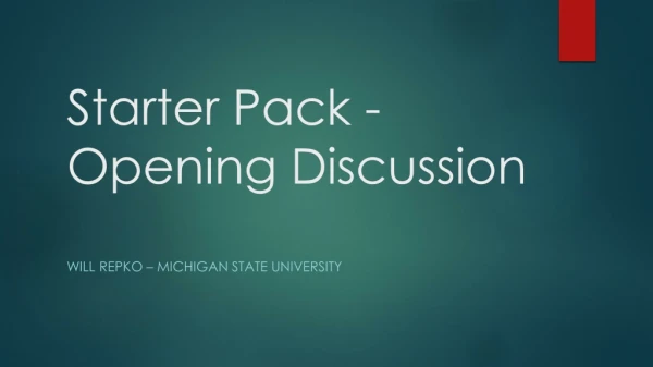 Starter Pack - Opening Discussion