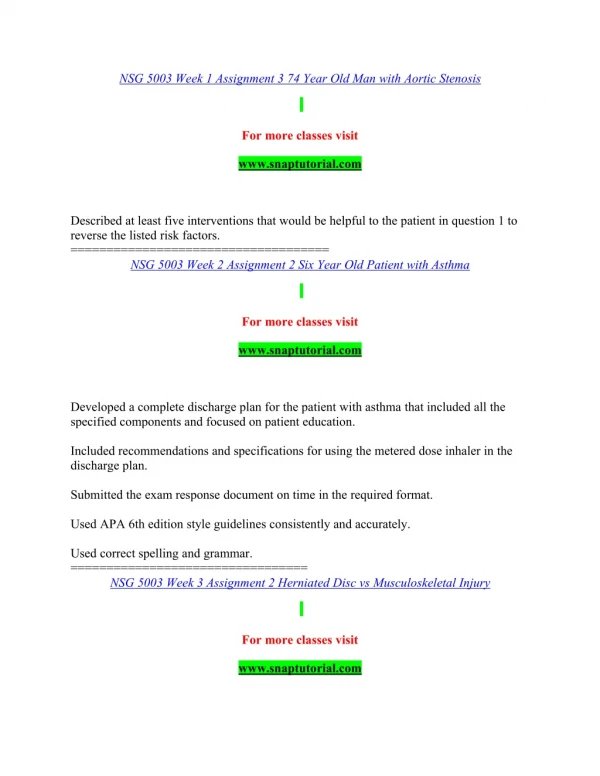 NSG 5003 Success Begins / snaptutorial.com