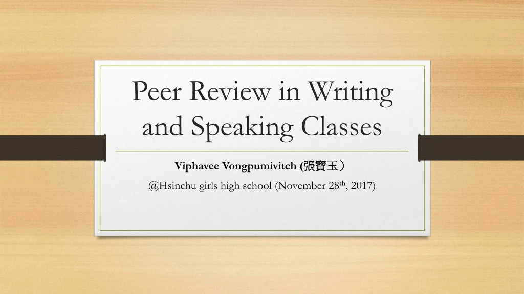 peer review in writing and speaking classes