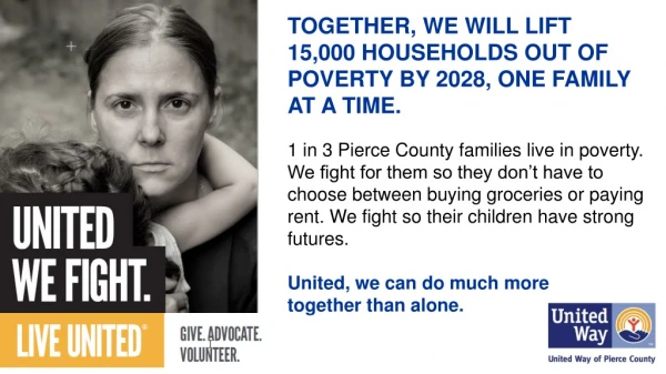 TOGETHER, WE WILL LIFT 15,000 HOUSEHOLDS OUT OF POVERTY BY 2028, ONE FAMILY AT A TIME.