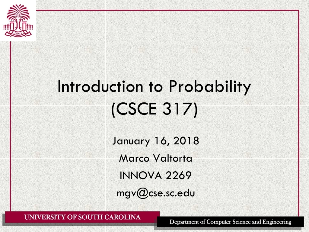 introduction to probability csce 317