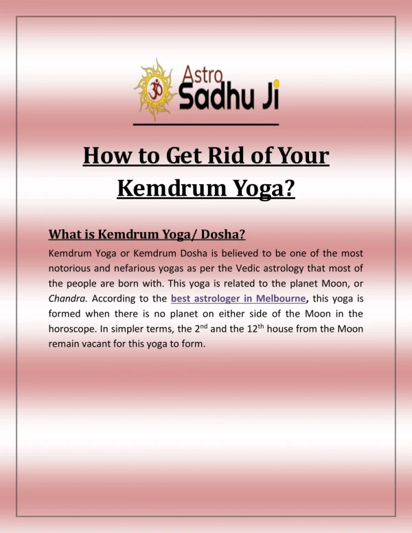 How to Get Rid of Your Kemdrum Yoga?
