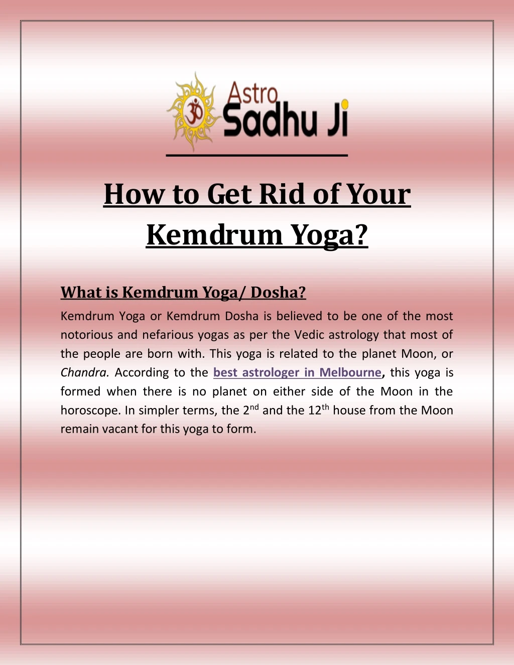 how to get rid of your kemdrum yoga