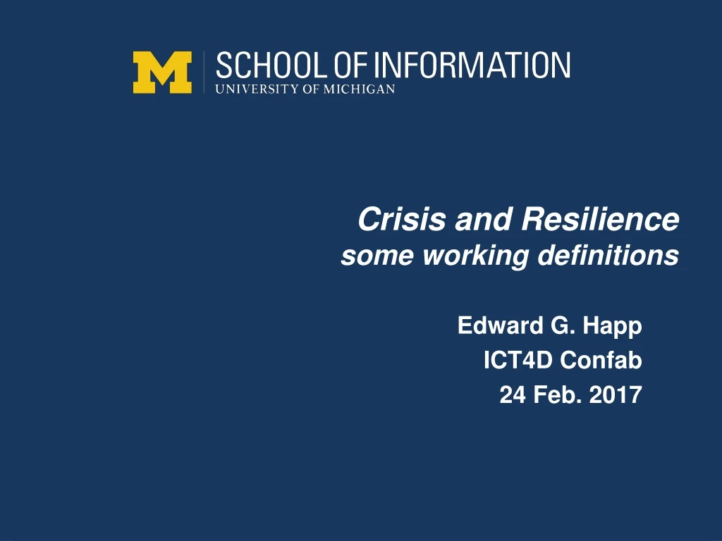 crisis and resilience some working definitions